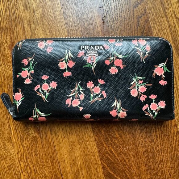Prada Floral Continental Zip Around Wallet - Picture 2 of 12